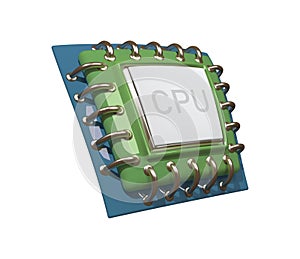 CPU chip 3d icon.