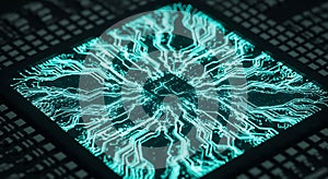 CPU Chip Futuristic Microchip Technology, AI, Quantum Computing