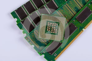 CPU chip processor and RAM memory modules