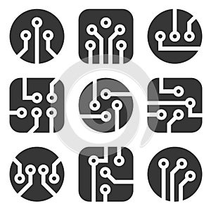 CPU and Chips Icons Set. Vector