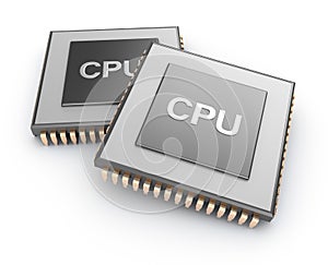 Cpu chips over white background