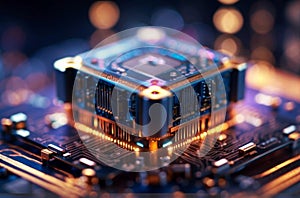 CPU, close up of central processing unit and circuits of advanced technology