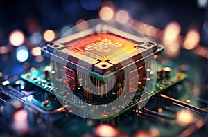 CPU, close up of central processing unit and circuits of advanced technology