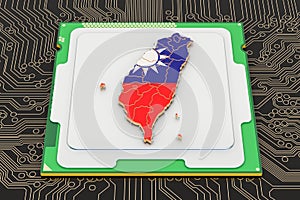 CPU computer processor unit with flag of Taiwan, 3D rendering