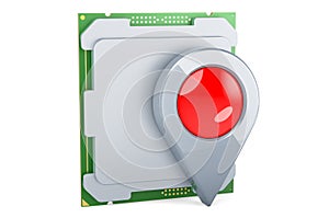 CPU computer processor unit with map pointer. 3D rendering