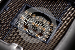 CPU connector, socket or slot connector, in the motherboard, designed to install a CPU in it