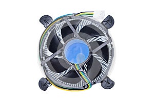 CPU cooler closeup isolated on a white background