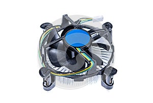 CPU cooler closeup isolated on a white background