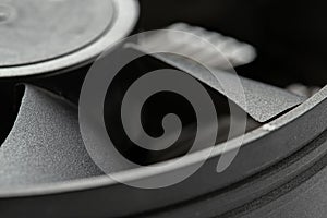 CPU cooler. Cooler computer fan close-up