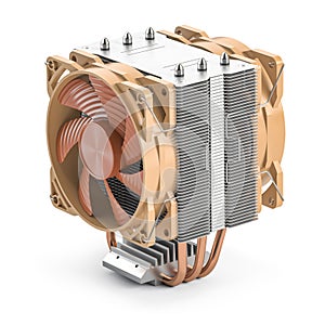 CPU cooler with heatpipes isolated on white background