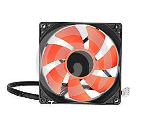 Cpu cooler red fan on white