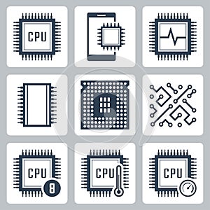 CPU and electronic chip icons