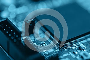 CPU electronic circuit board concept of modern and high technology with computer programming and AI artificial intelligence