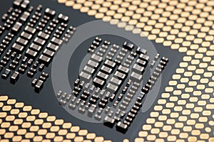 cpu gold pins microchip processor computer component technology. Macro photography Central processing unit - computing