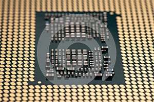 cpu gold pins microchip processor computer component technology. Macro photography Central processing unit - computing