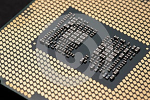 cpu gold pins microchip processor computer component technology. Macro photography Central processing unit - computing