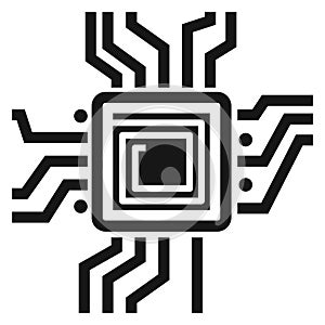 Cpu icon. Computer technology symbol. Microchip sign