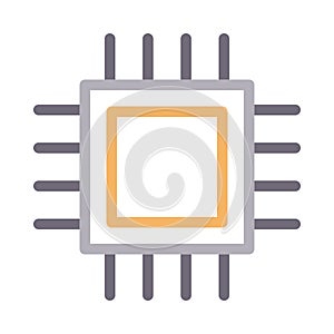 CPU vector color line icon