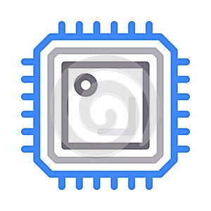 CPU vector color line icon