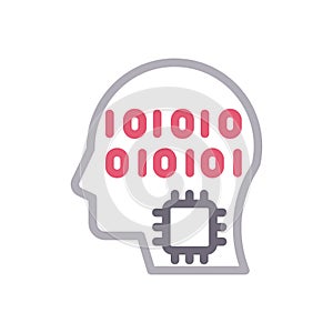 CPU vector color line icon