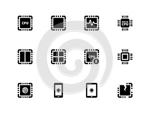 CPU icons set. (central processing unit).