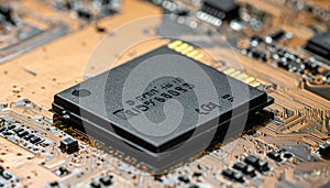 CPU Microchip on an Electronic Circuit Board