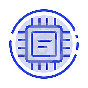 Cpu, Microchip, Processor Blue Dotted Line Line Icon