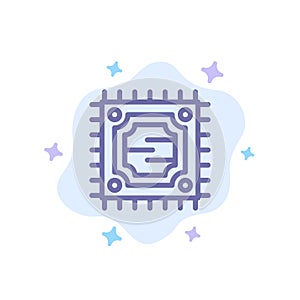 Cpu, Microchip, Processor Blue Icon on Abstract Cloud Background