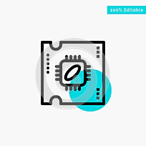 Cpu, Microchip, Processor, Processor Chip turquoise highlight circle point Vector icon