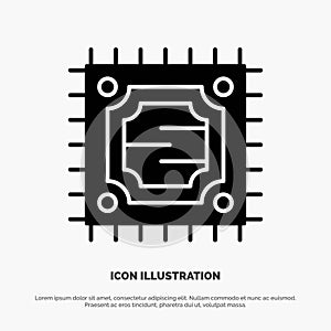 Cpu, Microchip, Processor solid Glyph Icon vector