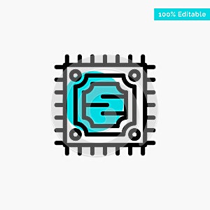 Cpu, Microchip, Processor turquoise highlight circle point Vector icon
