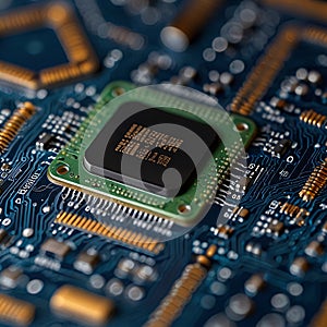 CPU and microprocessor concept, central computer processor circuit board, microchip hd background created with generative ai