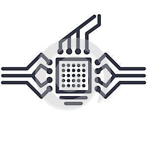 CPU microprocessor or memory chip vector icon