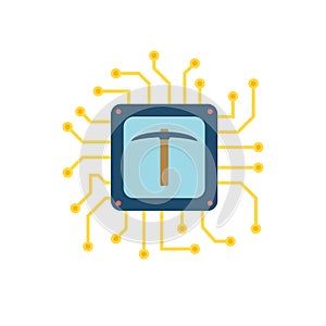 CPU Mining Flat Vector Icon