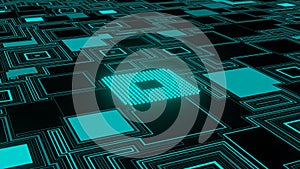 CPU. Modern processor. Abstract technology. 3d render.