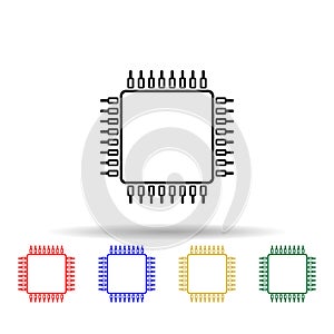 CPU multi color style icon. Simple thin line, outline vector of computer parts icons for ui and ux, website or mobile application