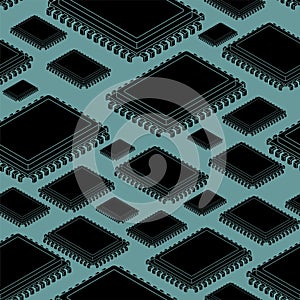 CPU PC pattern seamless. Processor background. Central processing system for computer texture