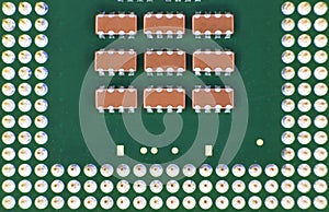 Cpu pins and chip, microchip processor legs computer component technology. Macro photography