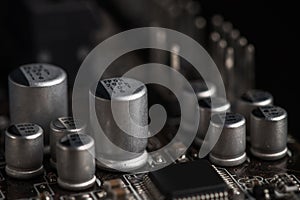 CPU power supply circuit on the motherboard, mosfets, solid-state capacitors, chokes, field-effect transistors