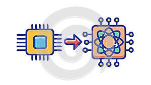 CPU processing data for an AI neural network, tech concept vector design Generative AI
