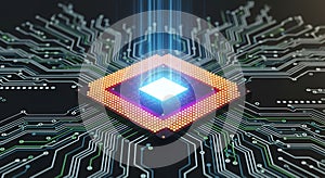 CPU Processor Chip with Glowing Power - Technology Concept