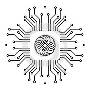 Modern cpu processor chip vector illustration for technology and computer hardware concept design