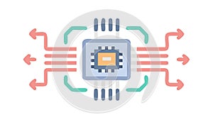 CPU Processor Circuitry Icon for Technology and Computing, vector design Generative AI
