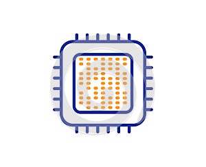 Cpu processor line icon. Computer component sign. Vector
