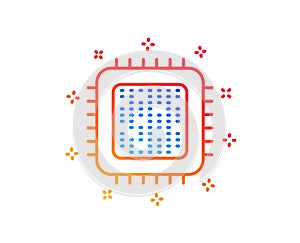 Cpu processor line icon. Computer component sign. Vector