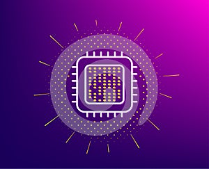 Cpu processor line icon. Computer component sign. Vector