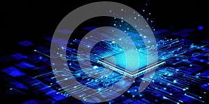 Cpu processor processing data on circuit board