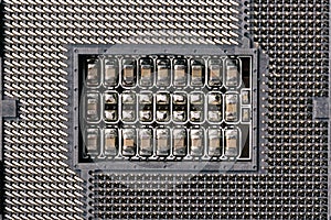 CPU socket of computer. Close up image with selective focus and top view