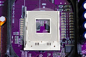 CPU socket of computer mainboard photo