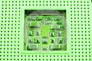 CPU socket on a computer motherboard macro close